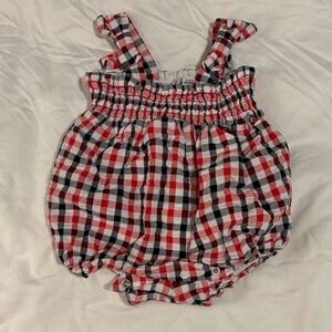 Janie and Jack Red and White Checkered Romper